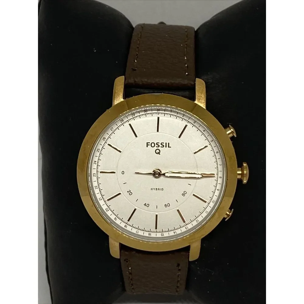 Fossil FTW5007 Women's Brown Leather White Analog Dial Hybrid Smartwatch XX769